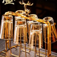 金山二两轻奢白酒杯套装玻璃杯家用高端酒具带刻度分酒器小酒盅